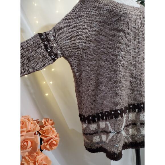 Free People Oversized Fair Isle Wool Mohair Slouchy Knit Sweater Womens Size XS - Picture 7 of 12